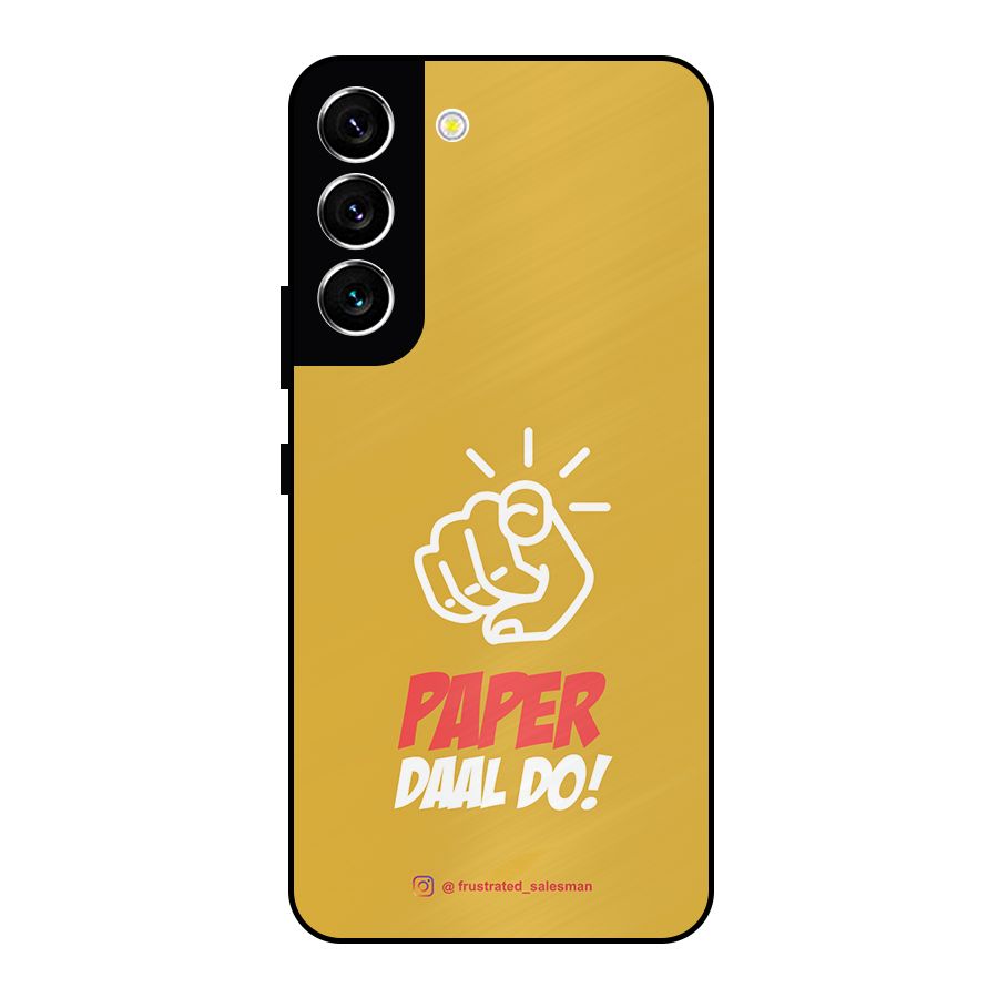 Paper Daal Do Mustard Yellow Metal Back Case for Galaxy S22 5G