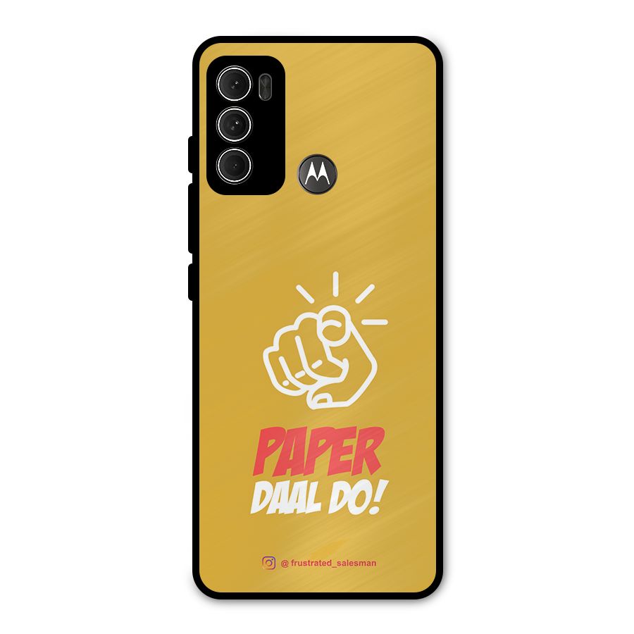 Paper Daal Do Mustard Yellow Metal Back Case for Moto G60