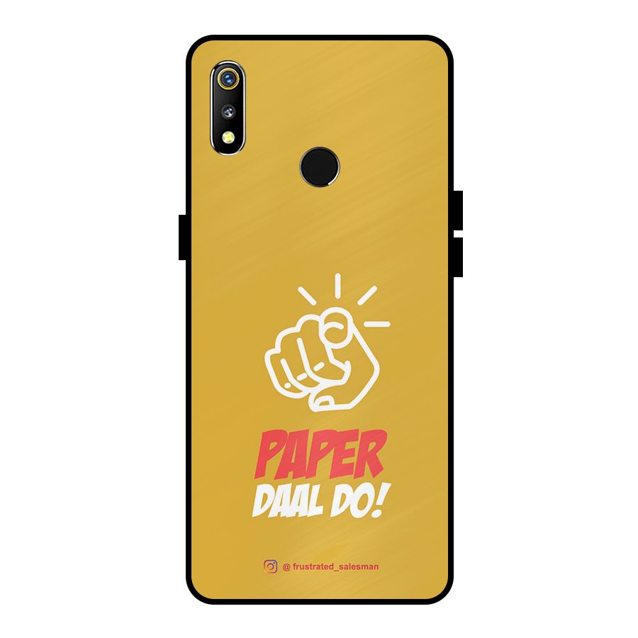 Paper Daal Do Mustard Yellow Metal Back Case for Realme 3i