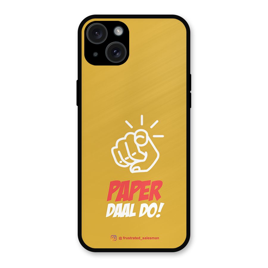 Paper Daal Do Mustard Yellow Metal Back Case for iPhone 15 Plus