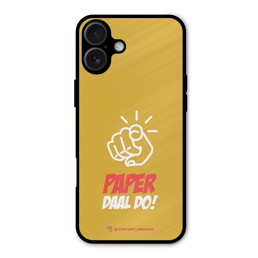 Paper Daal Do Mustard Yellow Metal Back Case for iPhone 16 Plus