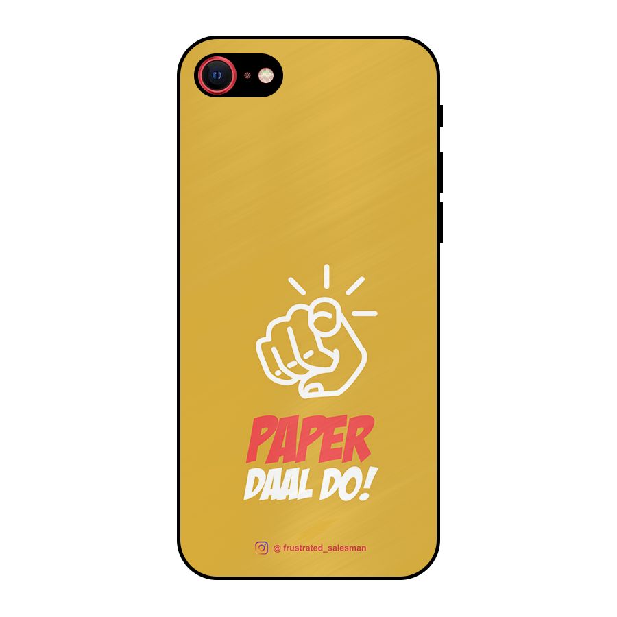 Paper Daal Do Mustard Yellow Metal Back Case for iPhone SE 2020