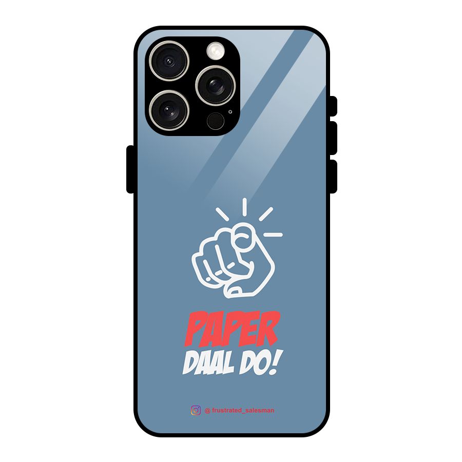 Paper Daal Do SteelBlue Glass Back Case for iPhone 15 Pro Max