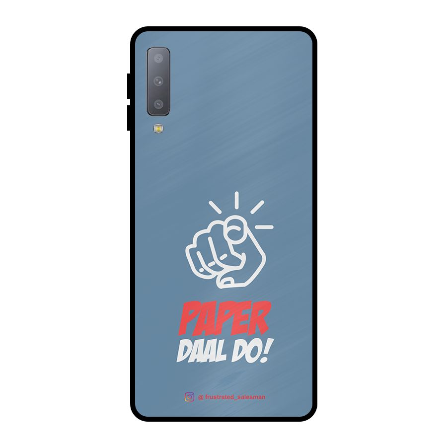 Paper Daal Do SteelBlue Metal Back Case for Galaxy A7 (2018)