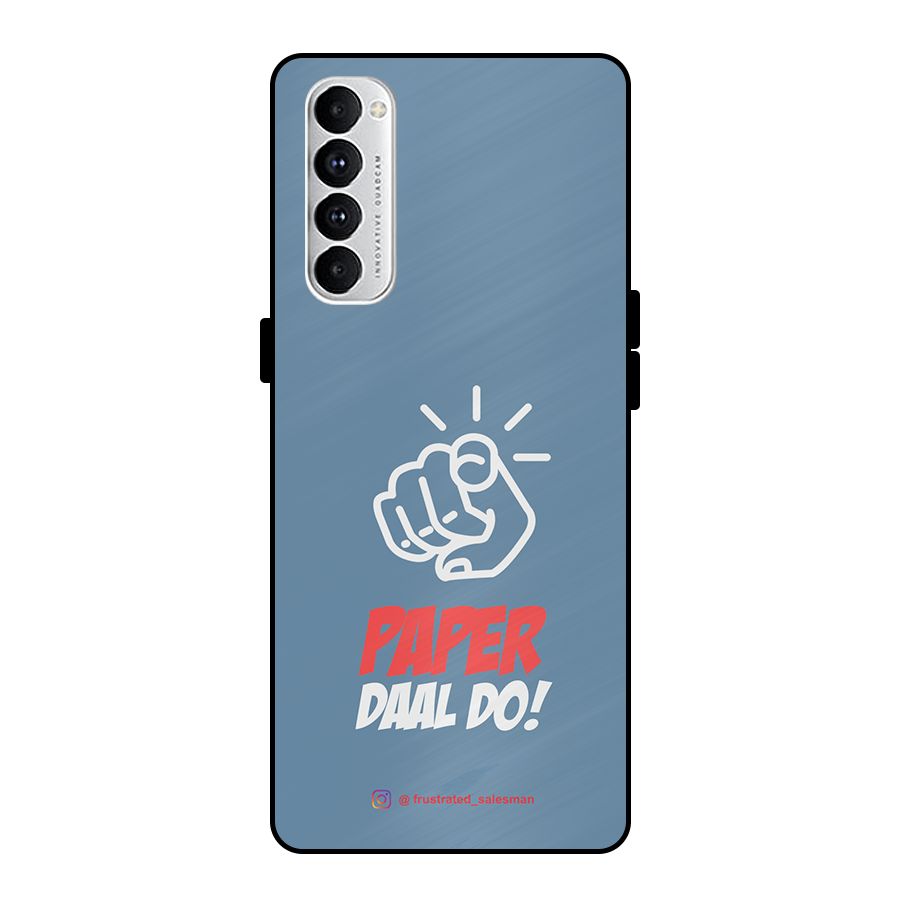 Paper Daal Do SteelBlue Metal Back Case for Oppo Reno4 Pro