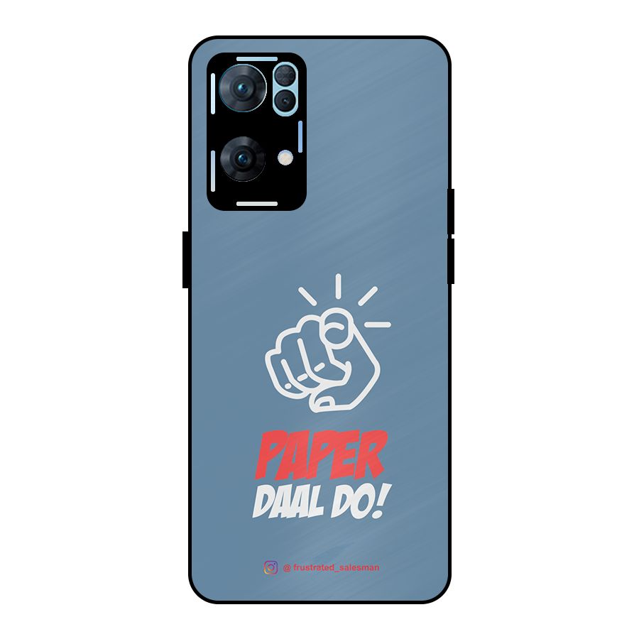 Paper Daal Do SteelBlue Metal Back Case for Oppo Reno7 Pro 5G