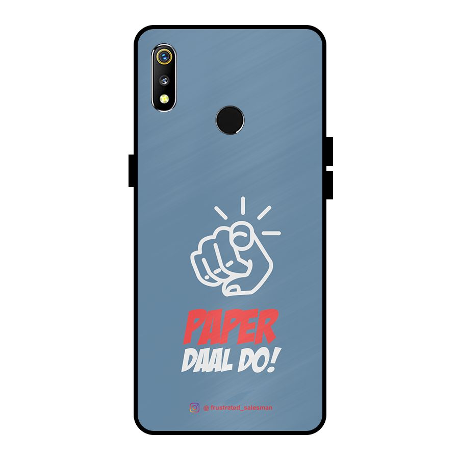 Paper Daal Do SteelBlue Metal Back Case for Realme 3