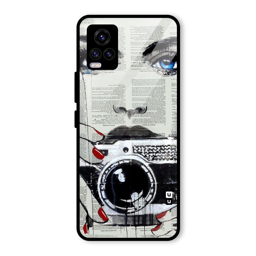 Paper Face Beauty Glass Back Case for Vivo V20 2021