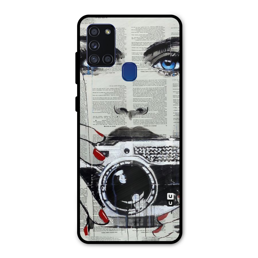 Paper Face Beauty Metal Back Case for Galaxy A21s