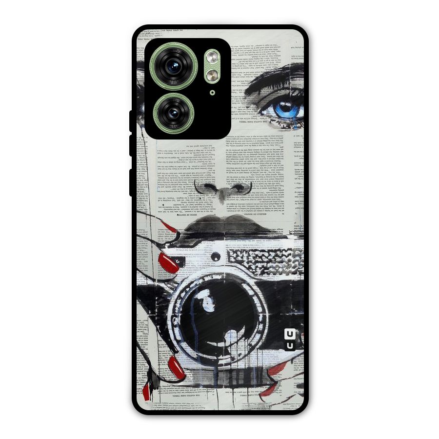 Paper Face Beauty Metal Back Case for Motorola Edge 40 5G
