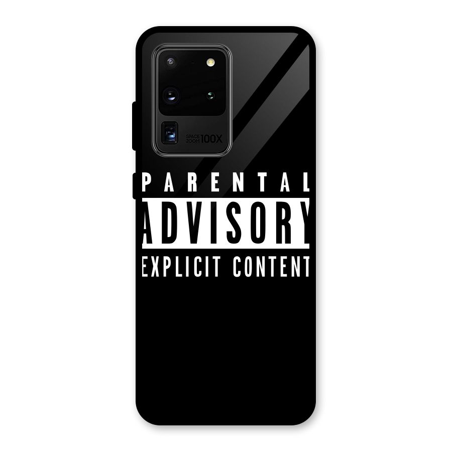 Parental Advisory Label Glass Back Case for Galaxy S20 Ultra