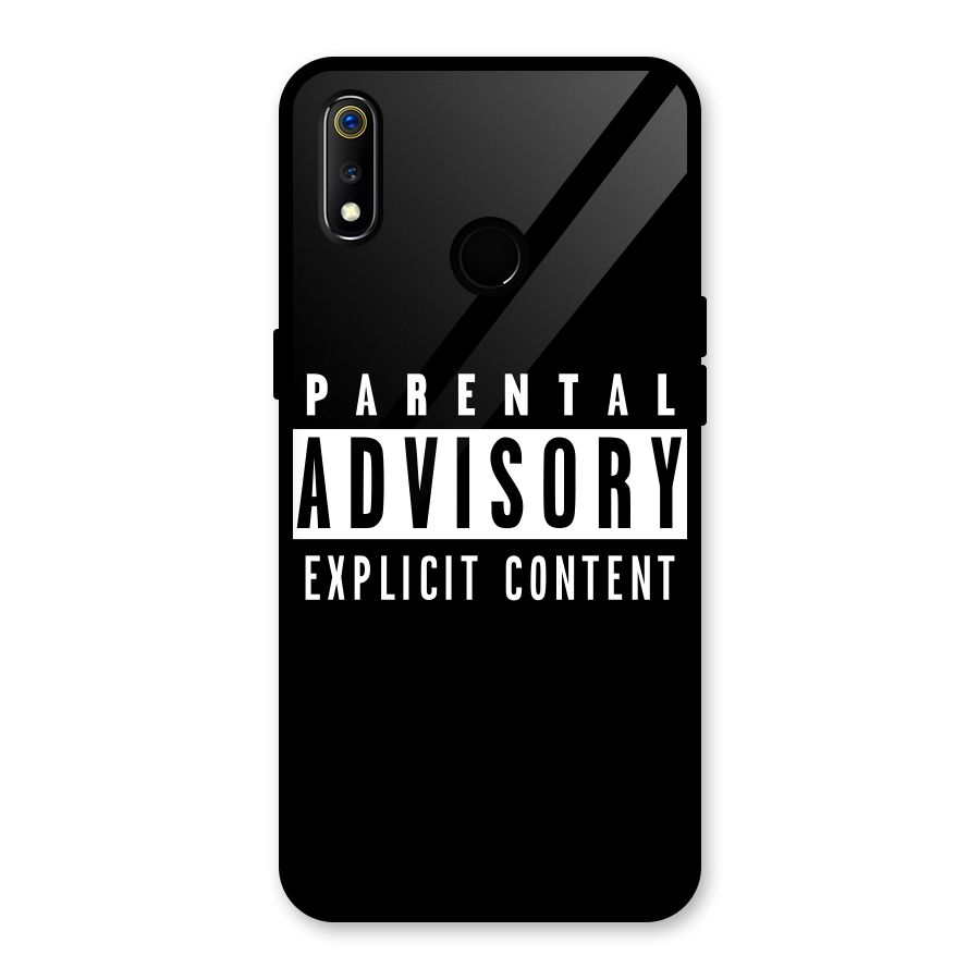 Parental Advisory Label Glass Back Case for Realme 3i