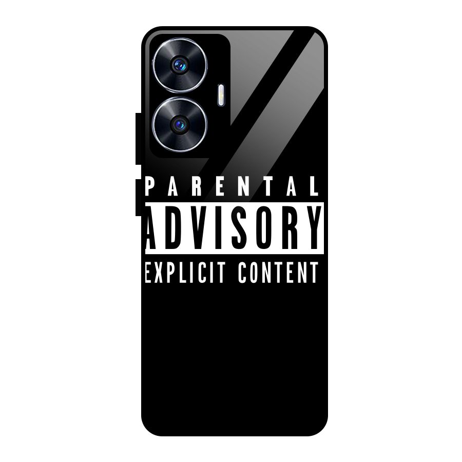 Parental Advisory Label Glass Back Case for Realme Narzo N55