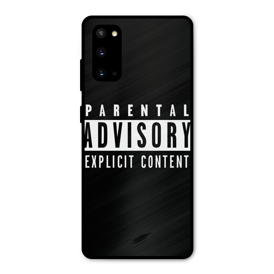 Parental Advisory Label Metal Back Case for Galaxy S20