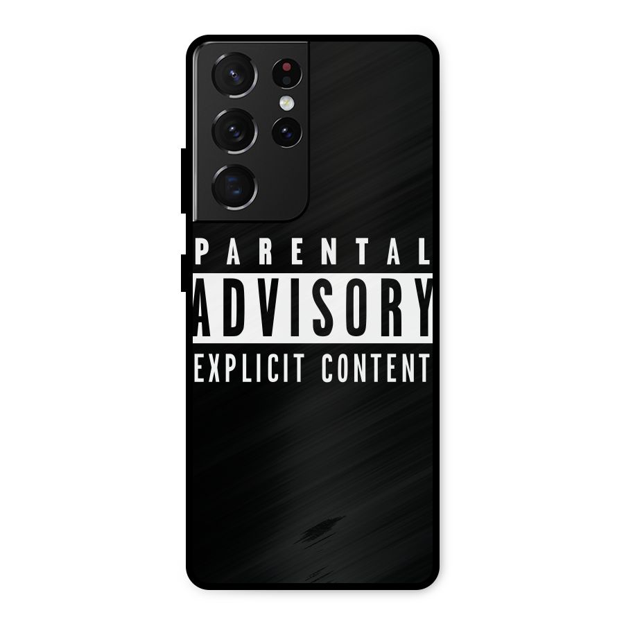 Parental Advisory Label Metal Back Case for Galaxy S21 Ultra 5G