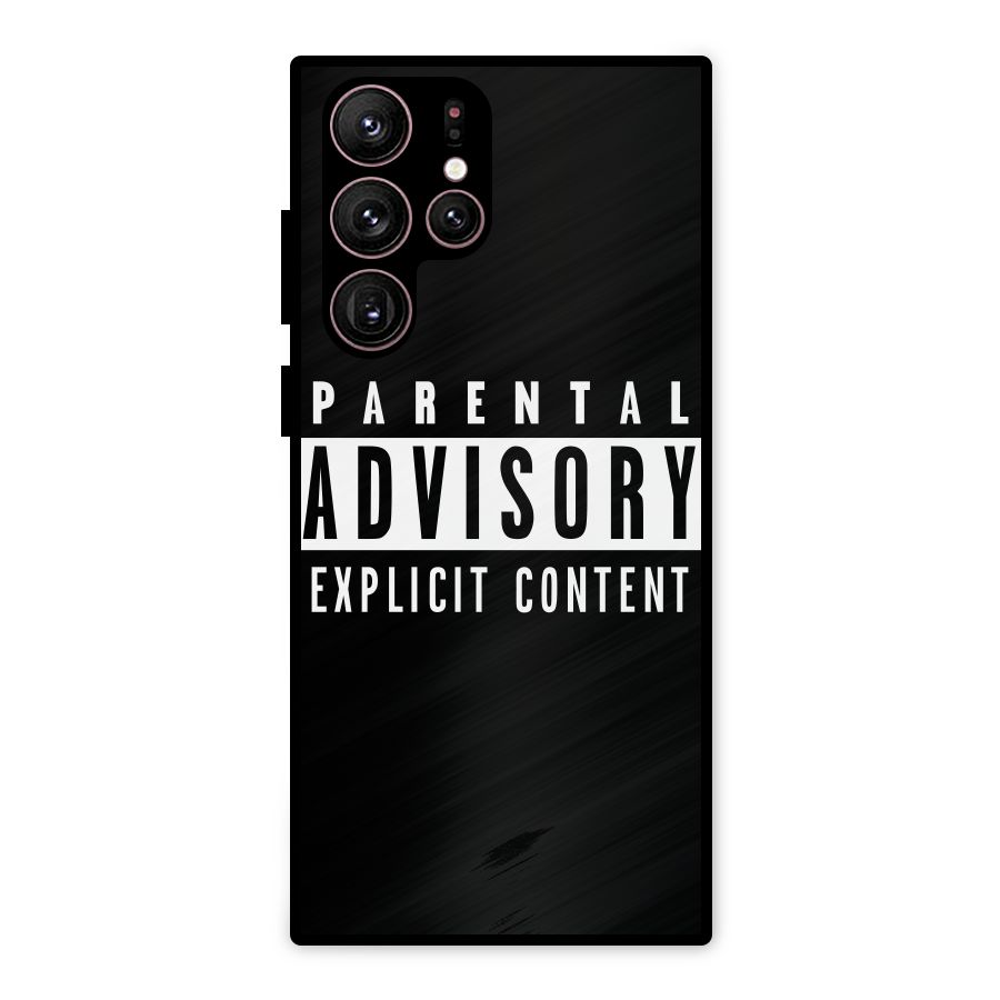 Parental Advisory Label Metal Back Case for Galaxy S22 Ultra 5G