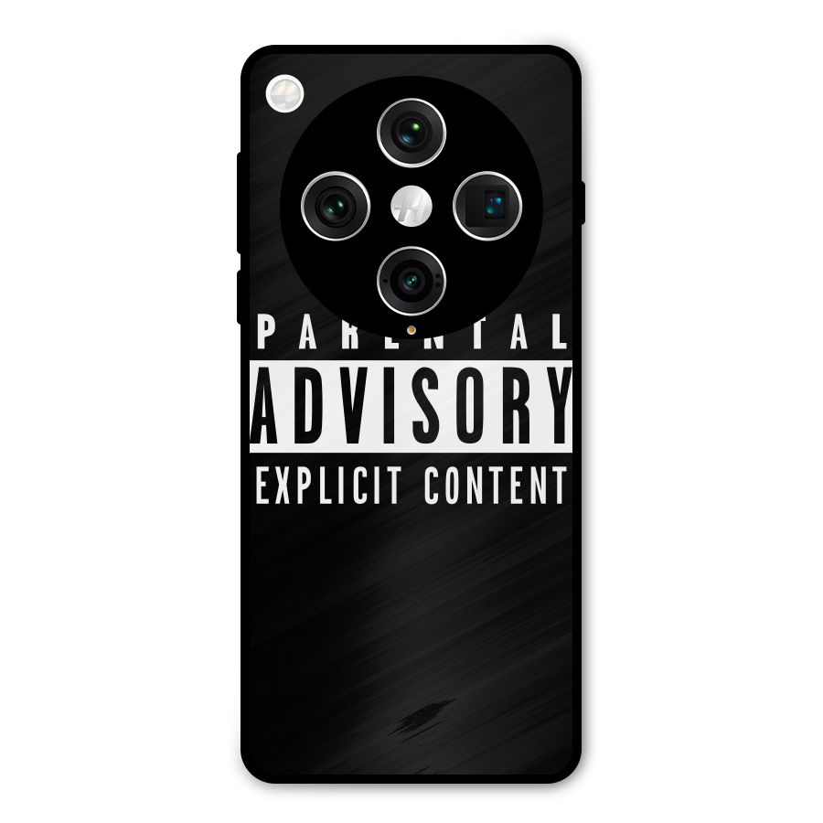 Parental Advisory Label Metal Back Case for Oppo Find X8 Pro