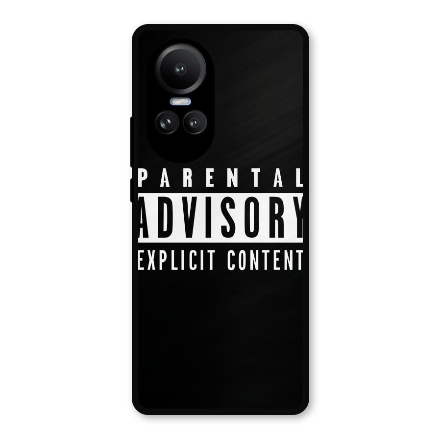 Parental Advisory Label Metal Back Case for Oppo Reno10 Pro