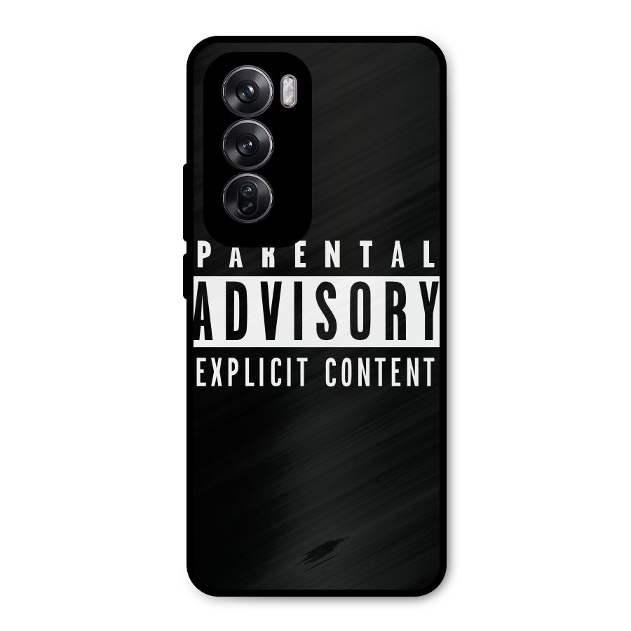Parental Advisory Label Metal Back Case for Oppo Reno12 Pro
