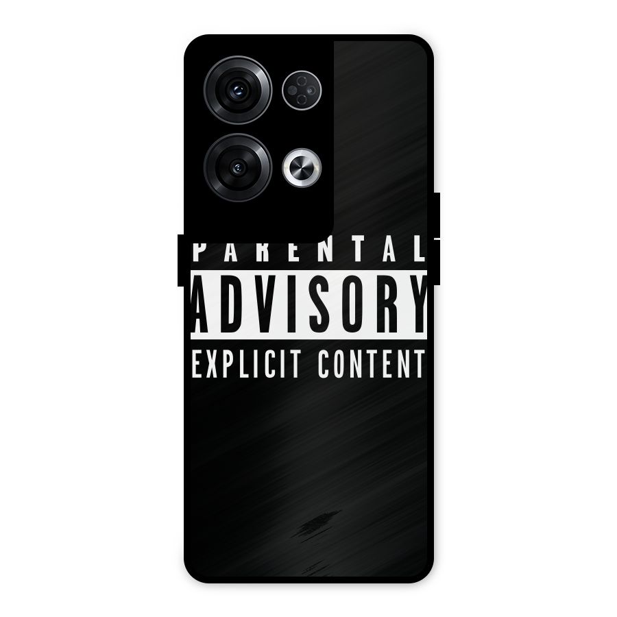 Parental Advisory Label Metal Back Case for Oppo Reno8 Pro 5G