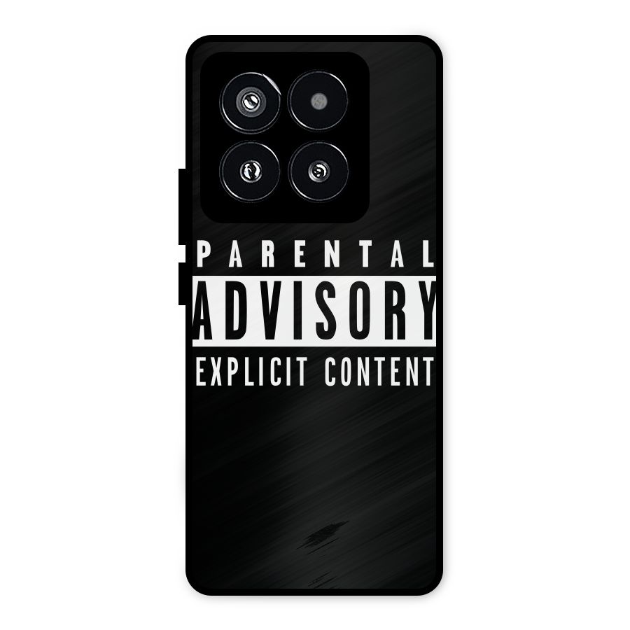 Parental Advisory Label Metal Back Case for Xiaomi 14 Pro