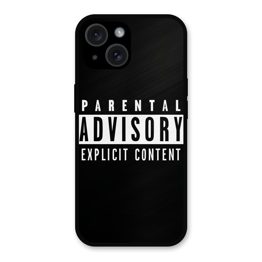 Parental Advisory Label Metal Back Case for iPhone 15