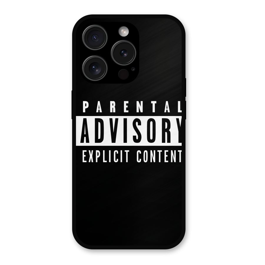 Parental Advisory Label Metal Back Case for iPhone 15 Pro