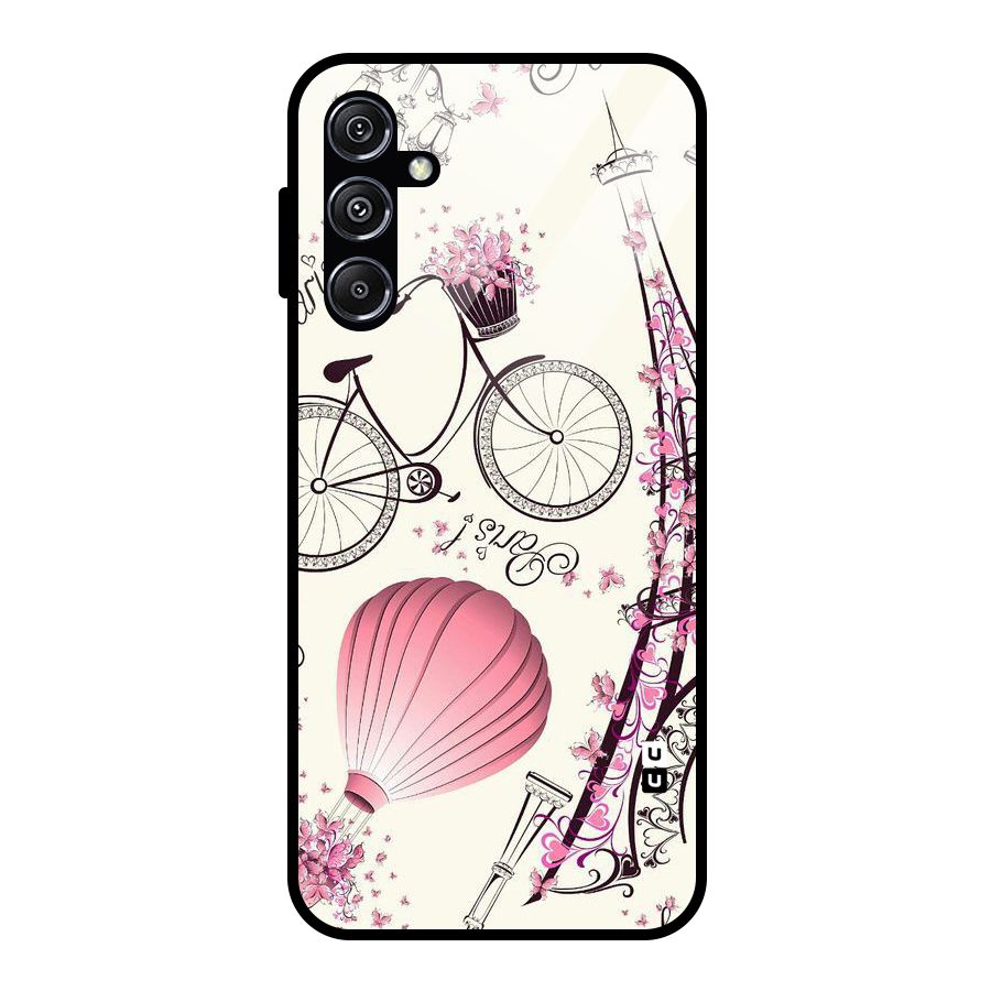 Paris Clipart Glass Back Case for Galaxy M34 5G