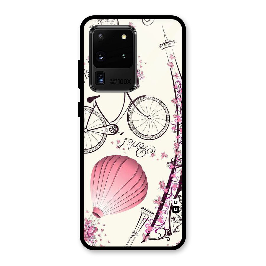 Paris Clipart Glass Back Case for Galaxy S20 Ultra