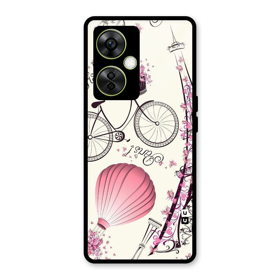 Paris Clipart Glass Back Case for OnePlus Nord CE 3 Lite