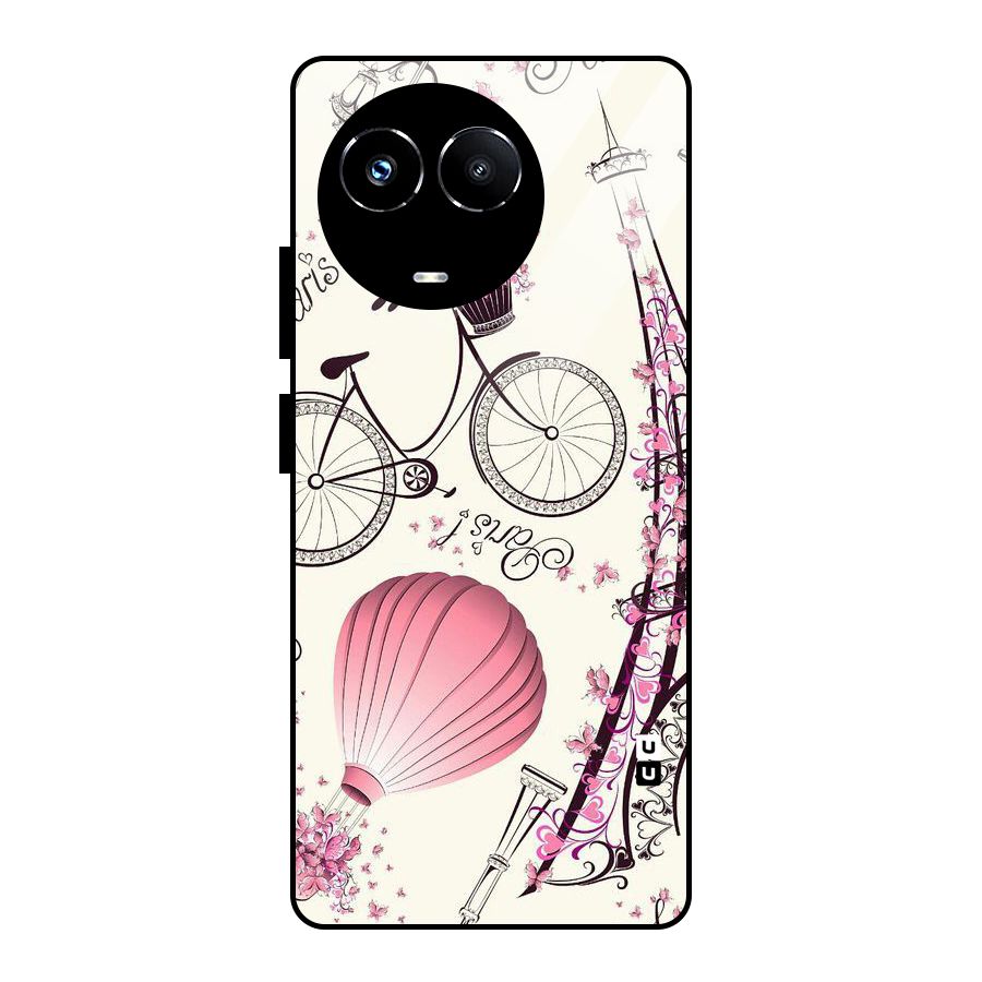 Paris Clipart Glass Back Case for Realme 11X
