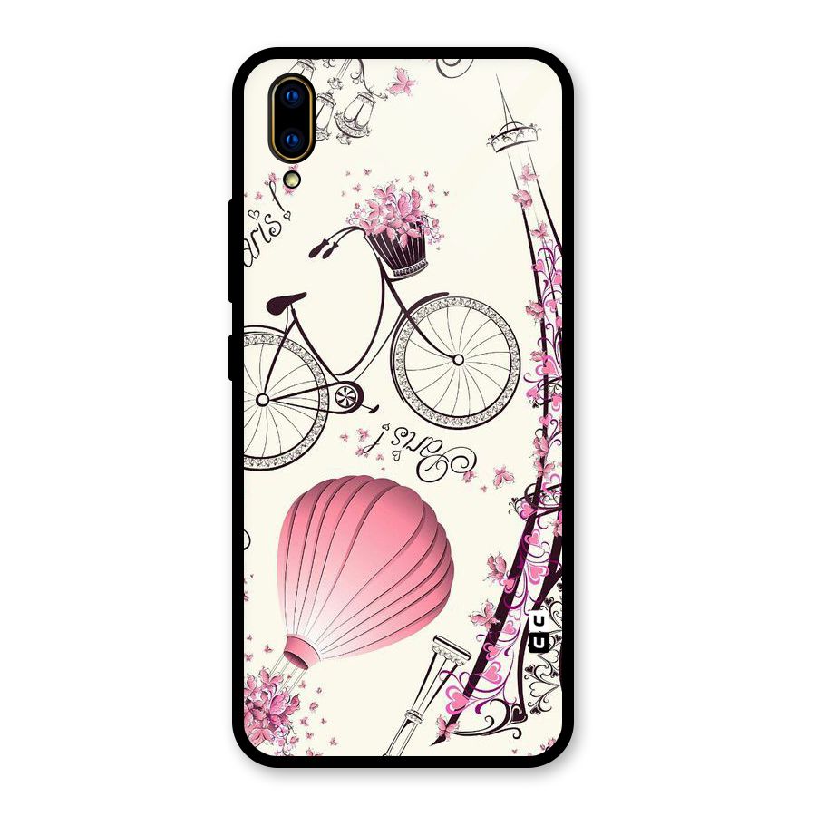 Paris Clipart Glass Back Case for Vivo V11 Pro