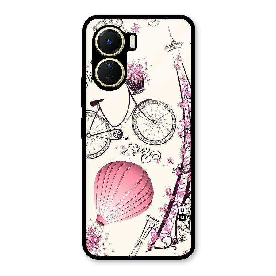 Paris Clipart Glass Back Case for Vivo Y16