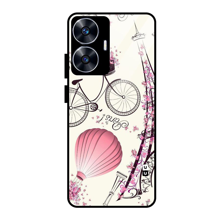 Paris Clipart Glass Back Case for realme C55