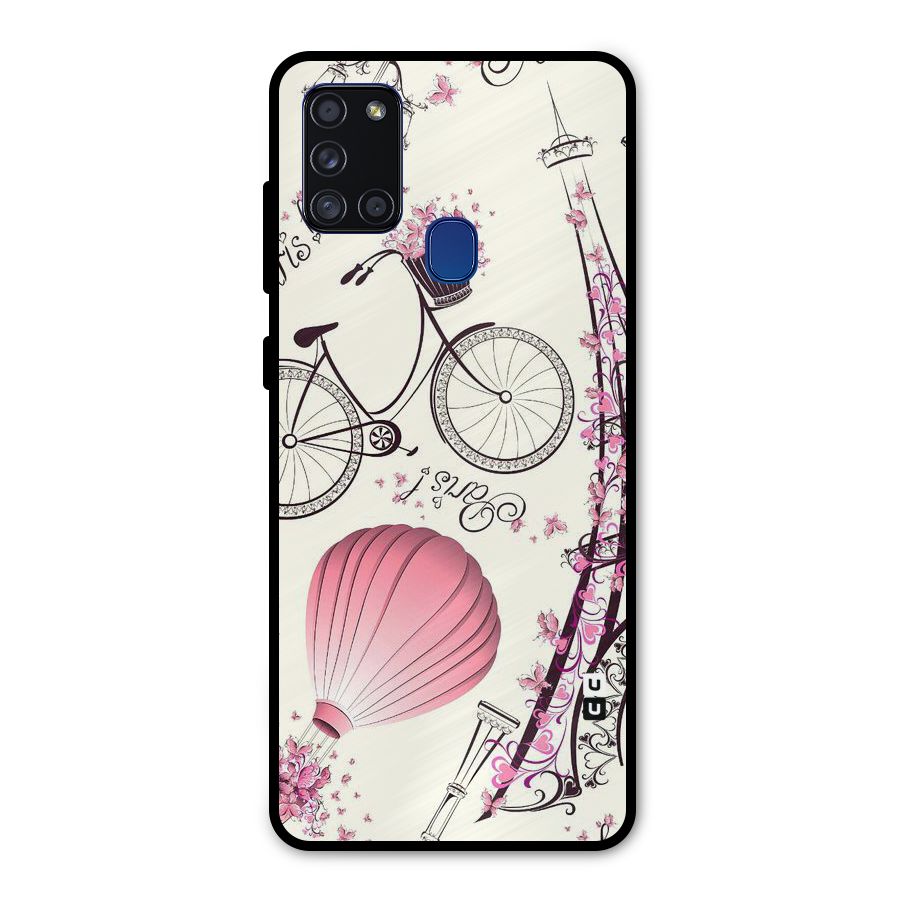 Paris Clipart Metal Back Case for Galaxy A21s