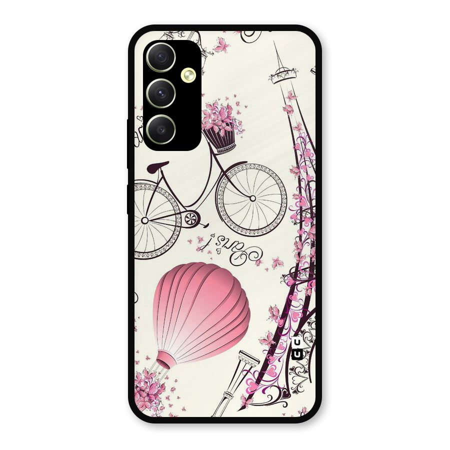 Paris Clipart Metal Back Case for Galaxy A34