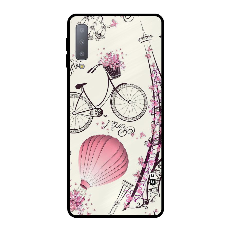 Paris Clipart Metal Back Case for Galaxy A7 (2018)