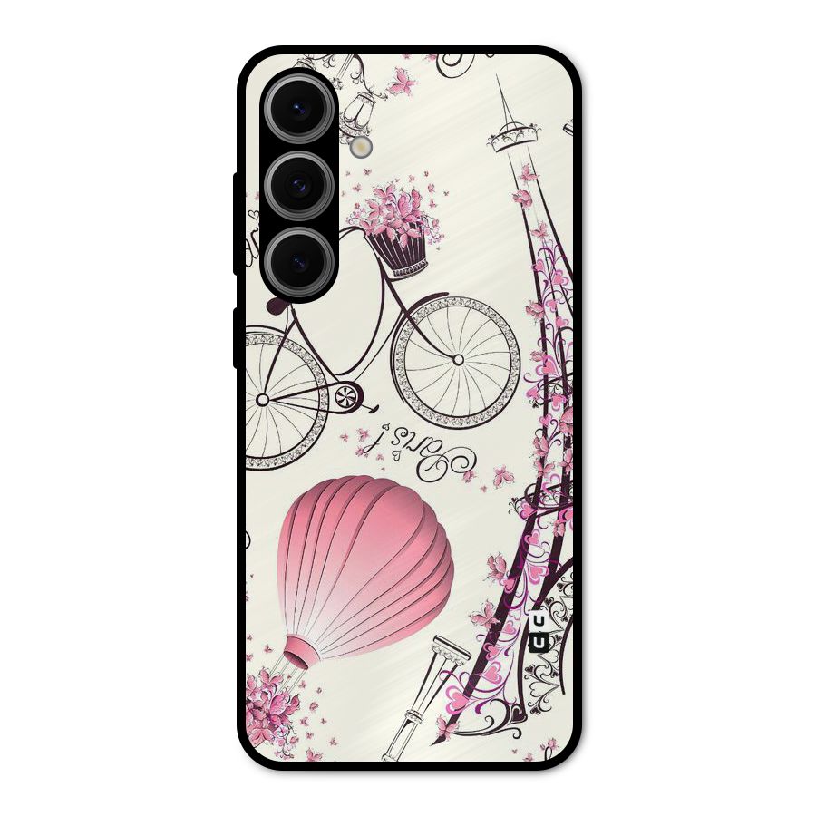 Paris Clipart Metal Back Case for Galaxy S24 FE