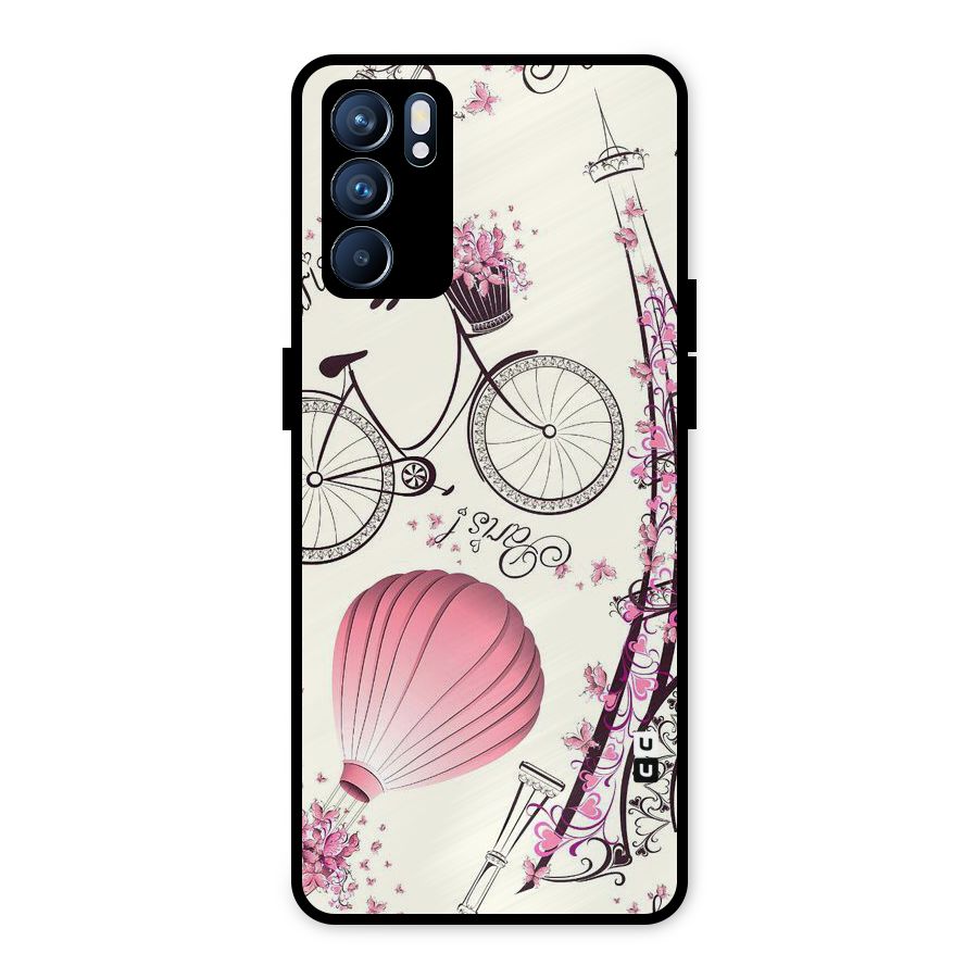 Paris Clipart Metal Back Case for Oppo Reno6 5G