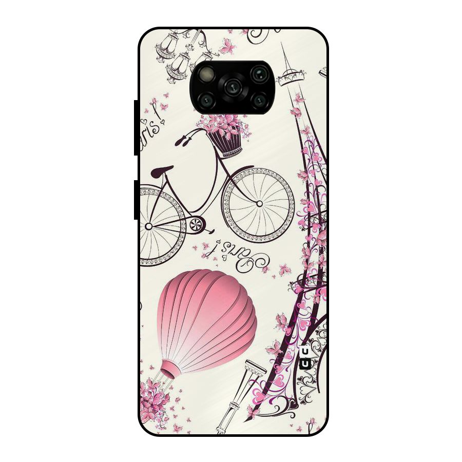 Paris Clipart Metal Back Case for Poco X3