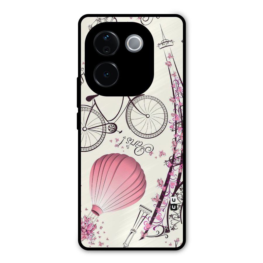 Paris Clipart Metal Back Case for Vivo T3 Pro