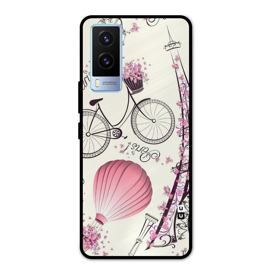 Paris Clipart Metal Back Case for Vivo V21e 5G