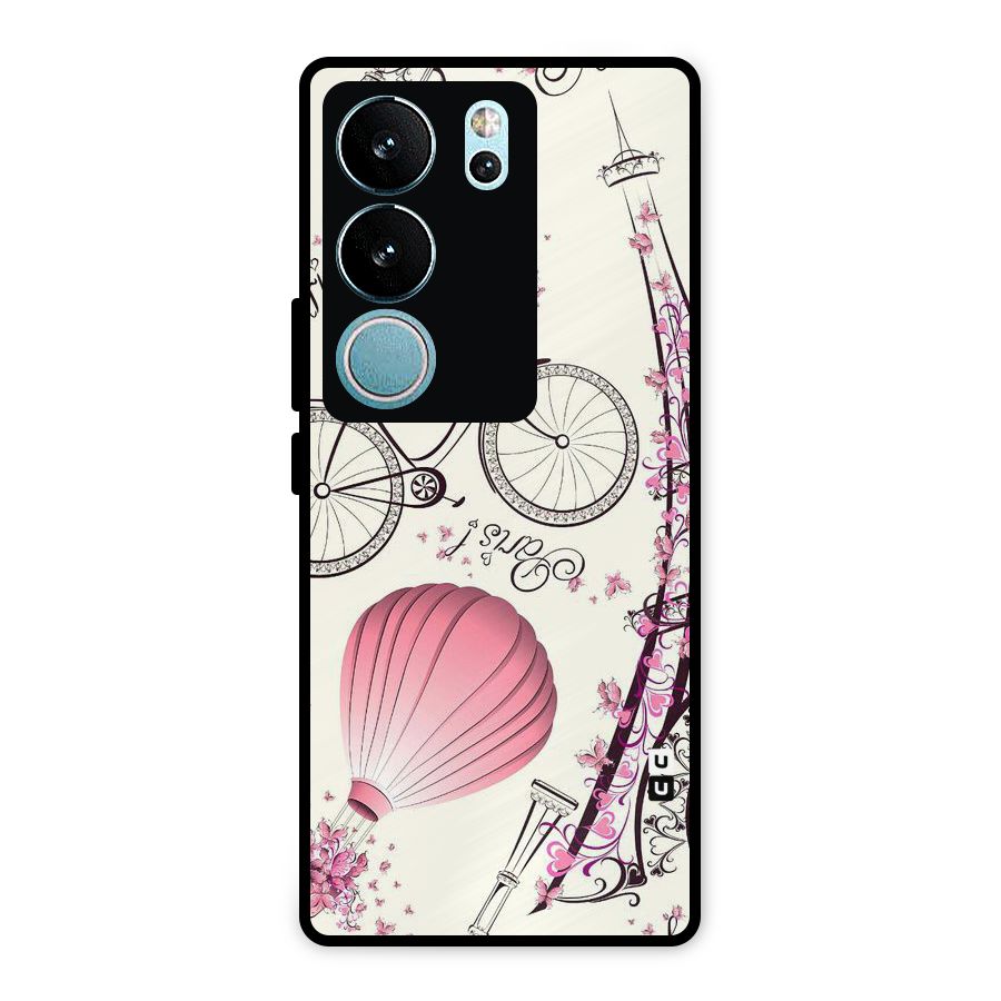 Paris Clipart Metal Back Case for Vivo V29 Pro