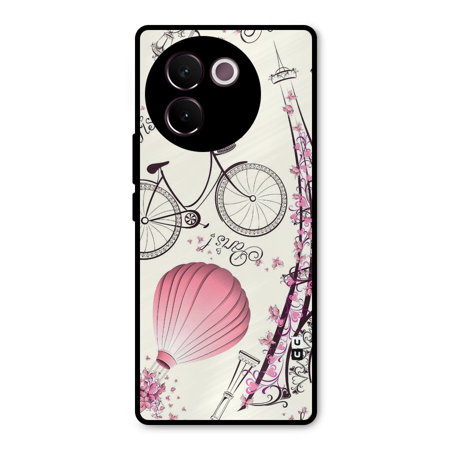 Paris Clipart Metal Back Case for Vivo V30e