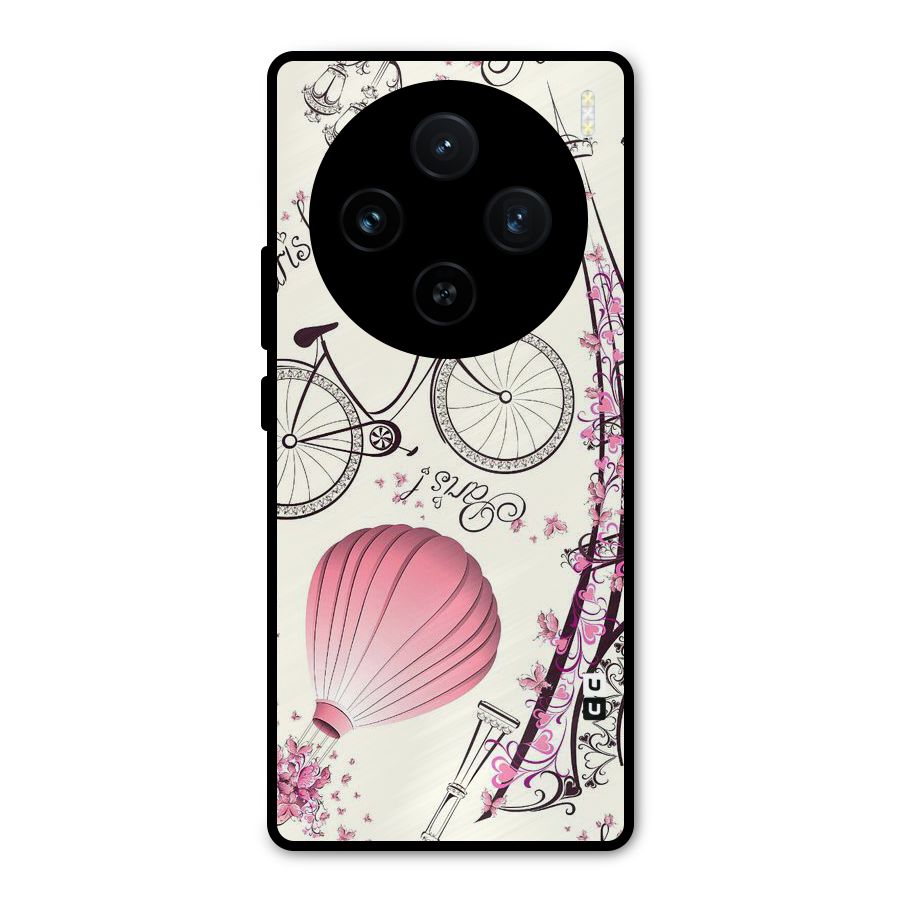 Paris Clipart Metal Back Case for Vivo X100