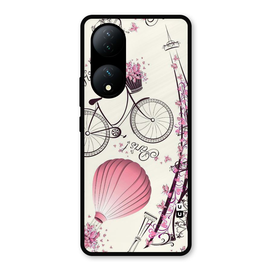Paris Clipart Metal Back Case for Vivo Y100a