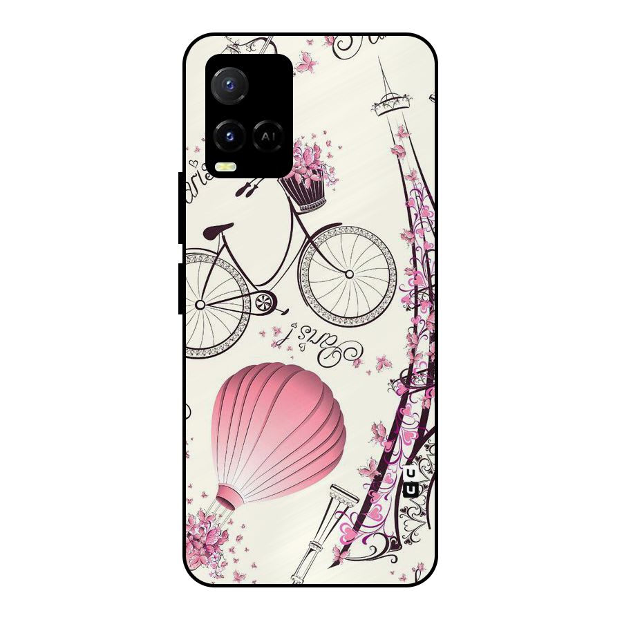 Paris Clipart Metal Back Case for Vivo Y21