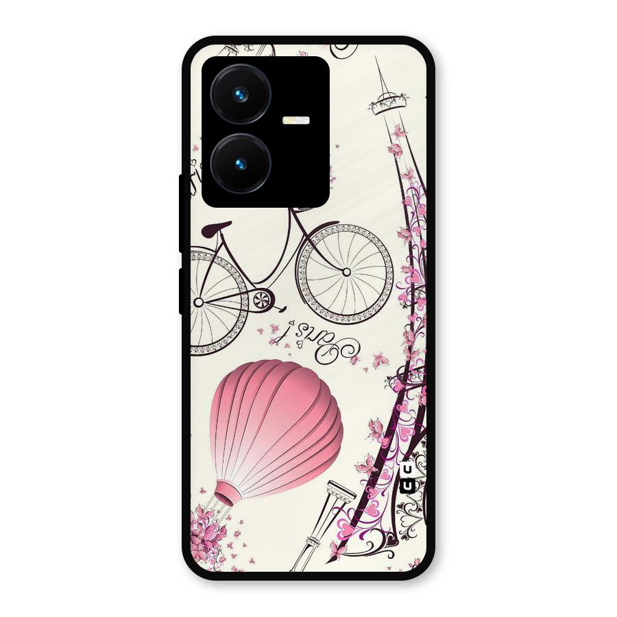 Paris Clipart Metal Back Case for Vivo Y22