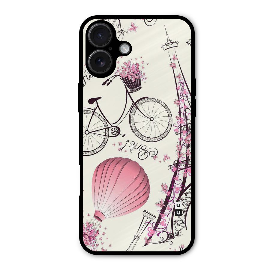 Paris Clipart Metal Back Case for iPhone 16 Plus