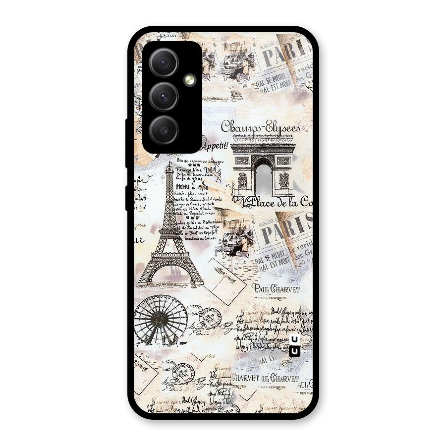 Paris Paper Glass Back Case for Galaxy A34